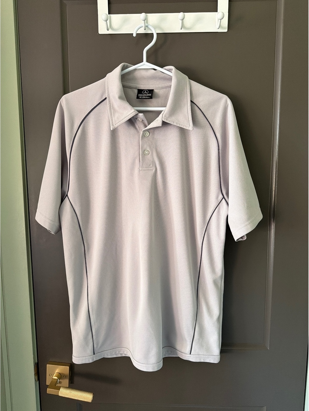 MercedesBenz The Collection Men’s Polo Shirt Gray Golf Performance Logo Shirt L